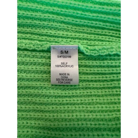 Women's BETTER BE Turtleneck Neon Green Knit Sweater S/M - Picture 7 of 8